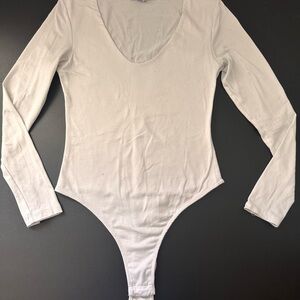 Women's White Long Sleeve Bodysuit